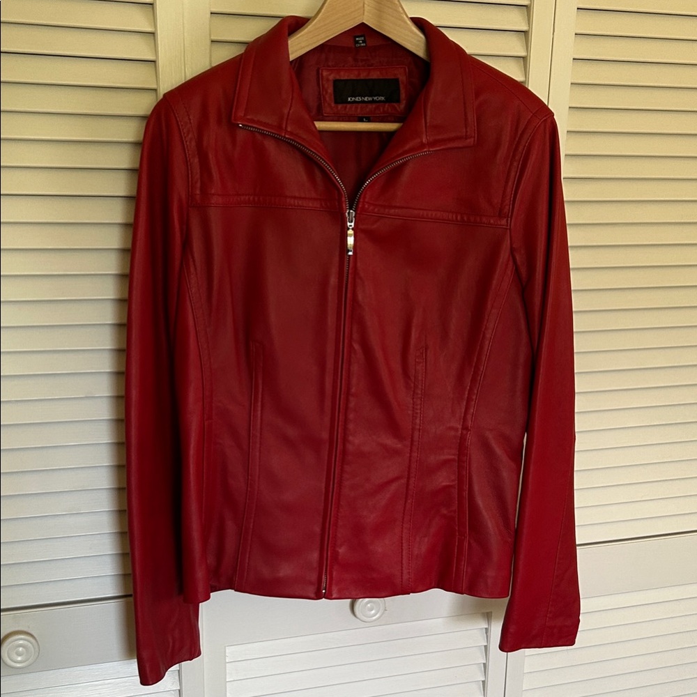 Jones New York Red Leather Jacket